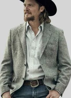 KAYCE DUTTON YELLOWSTONE (LUKE GRIMES) GREY WOOL BLAZER