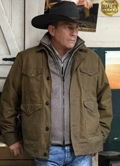 Kevin Costner Yellowstone John Dutton Brown Cotton Jacket