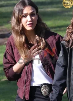 L.A.’s Finest Nancy McKenna Maroon Varsity Jacket