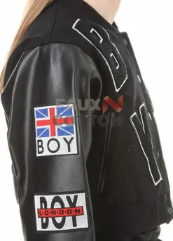 Letterman Boy Black London Crop Varsity Jacket