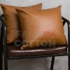 Light Brown Leather Pillow Cover For Couch Sofa Bed 20 X 20 Inch