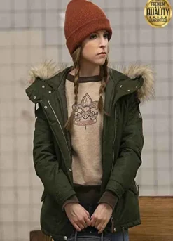 Love Life Anna Kendrick Green Fur Jacket