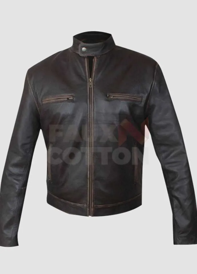 Mark Wahlberg Contraband Chris Farraday Distressed Brown Jacket
