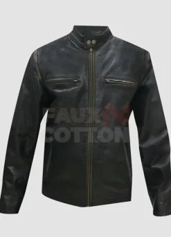 Mark Wahlberg Daddys Home Black Motorcycle Distressed Jacket