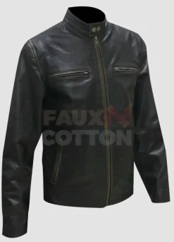 Mark Wahlberg Daddys Home Black Motorcycle Distressed Jacket