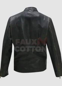 Mark Wahlberg Daddys Home Black Motorcycle Distressed Jacket