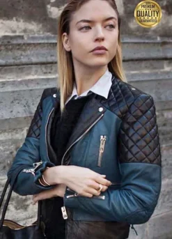 Martha Hunt Street Style Quilted Leather Jacket