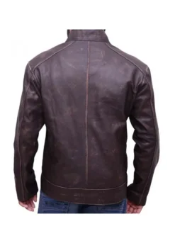 MATT DAMON JASON BOURNE DISTRESSED BROWN LEATHER JACKET