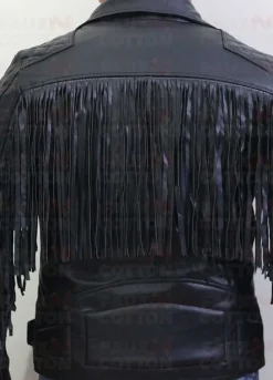 Men Fringed Tassel Fringe Classic Diamond Biker Jacket