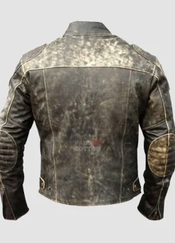 Mens Antique Retro Biker Distressed Leather Jacket