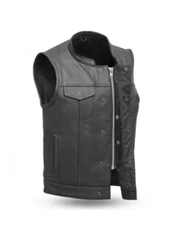 MEN'S BAY AREA BLACK LEATHER VEST