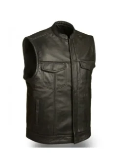MEN'S BAY AREA BLACK LEATHER VEST