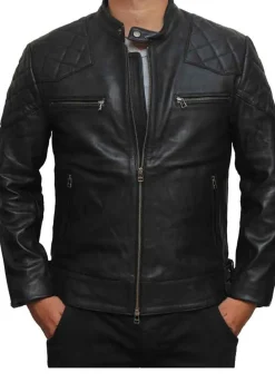 MENS BECKHAM QUILTED BLACK RETRO JACKET