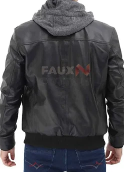 Mens Bike Riders Leather Jacket With Hoodie