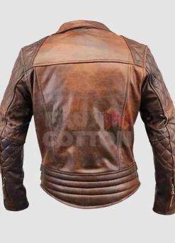 Mens Biker Classic Diamond Motorcycle Distressed Vintage Leather Jacket