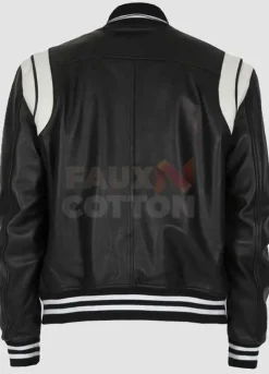 Men's Black And White Bomber Leather Jacket