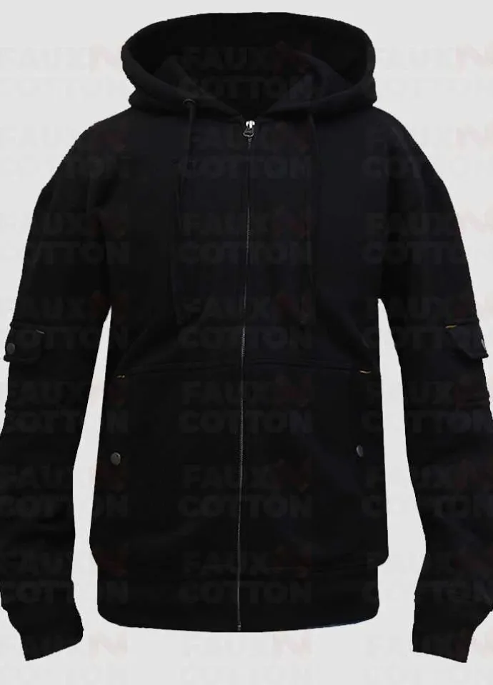 Men's Black Fleece Hoodie Jacket