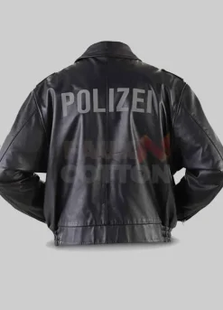 Men's Black German Police leather Jacket