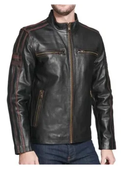 MEN'S BLACK RIVET LEATHER CYCLE JACKET
