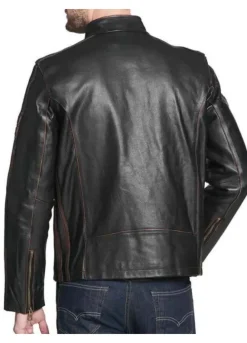 MEN'S BLACK RIVET LEATHER CYCLE JACKET