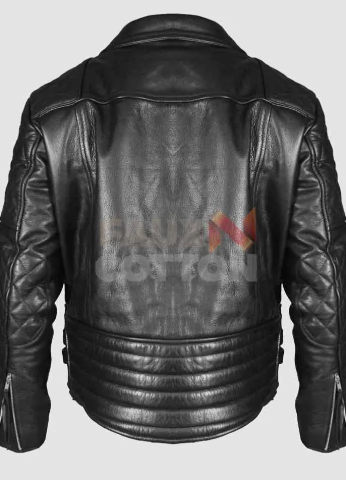 Men's Brando Vintage Motorcycle Classic Biker Black Real Leather Jacket