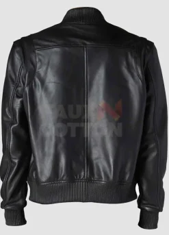 Men's Classic Black Bomber Varsity Leather Jacket