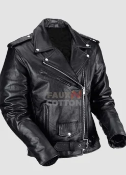 Men's Classic Cowhide Leather Motorbike Jacket