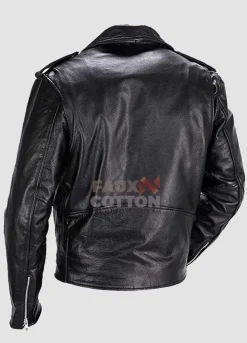 Men's Classic Cowhide Leather Motorbike Jacket