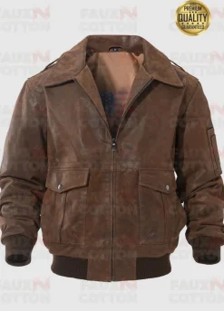 Mens Flavor US Flag Leather Bomber Jacket