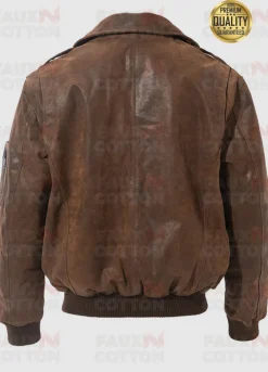 Mens Flavor US Flag Leather Bomber Jacket