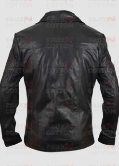 Men's Four Button Black Leather Blazer