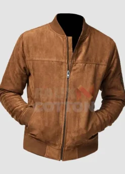 Men's Suede Brown Bomber Jacket
