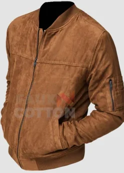 Men's Suede Brown Bomber Jacket