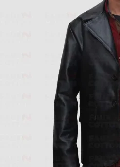 Men's Two Button Black sheepskin Blazer Jacket