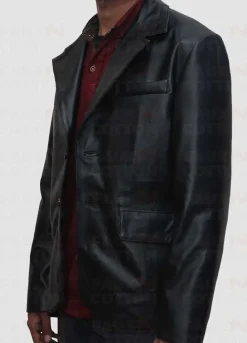 Men's Two Button Black sheepskin Blazer Jacket