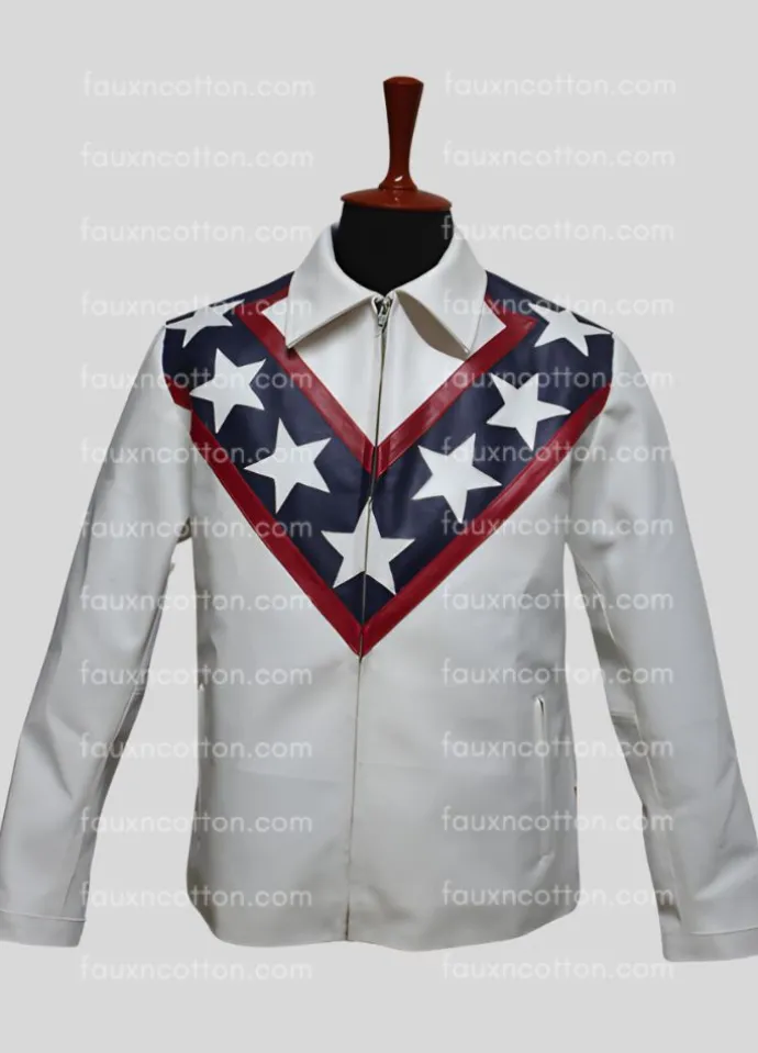 Mens Vintage Stunt Men (Evel Knievel) Biker Leather Jacket