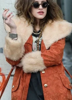 MR. ROBOT (DARLENE) CARLY CHAIKIN BROWN SUEDE LEATHER COAT