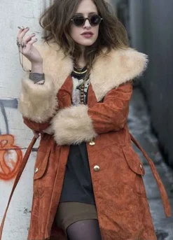MR. ROBOT (DARLENE) CARLY CHAIKIN BROWN SUEDE LEATHER COAT