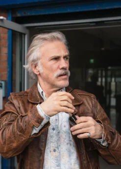 Old Guy 2025 Christoph Waltz Brown Jacket