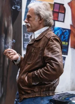 Old Guy 2025 Christoph Waltz Brown Jacket