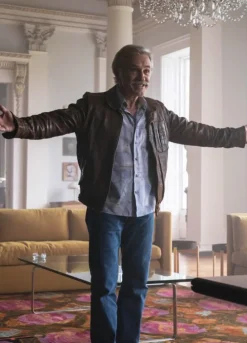 Old Guy 2025 Christoph Waltz Brown Jacket