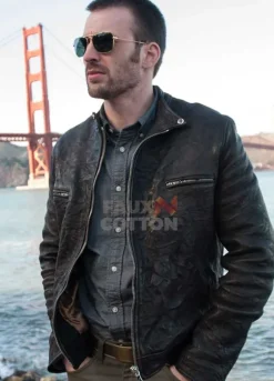 Playing it Cool Chris Evans Black Leather Jacket