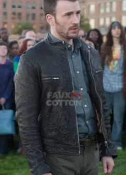 Playing it Cool Chris Evans Black Leather Jacket