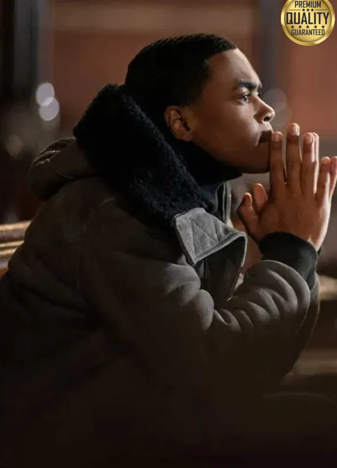 Power Book II Ghost Michael Rainey Jr. ( Tariq St. Patrick ) Brown Shearling Jacket