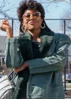 POWER BOOK III (RAQUEL THOMAS) PATINA MILLER LEATHER SHEARLING JACKET