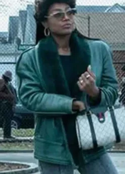 POWER BOOK III (RAQUEL THOMAS) PATINA MILLER LEATHER SHEARLING JACKET