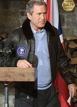 President George Bush Black Leather Jacket