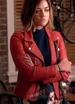 PRETTY LITTLE LIARS (ARIA MONTGOMERY) LUCY HALE LEATHER JACKET