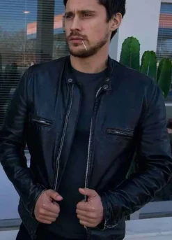 QUEEN OF THE SOUTH (JAMES) PETER GADIOT BLACK LEATHER JACKET