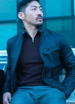 Reacher 2025 Brian Tee (Quinn) Black Leather Jacket